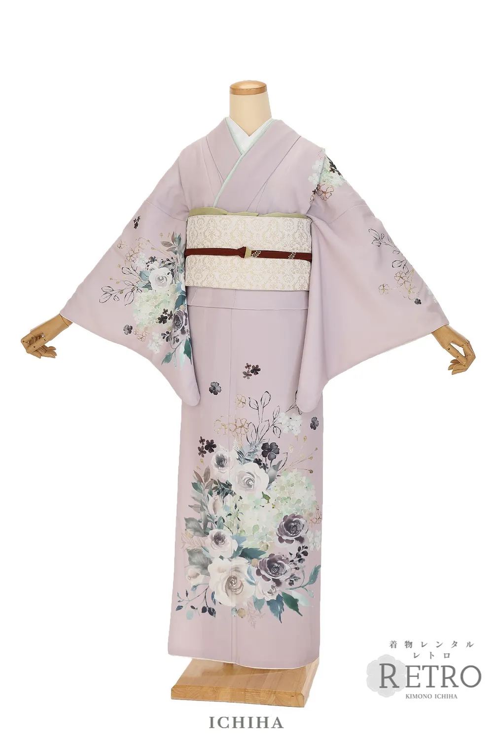 七五三　親子お揃い着物　親子リンクコーデ　ハンドメイド　グリーン緑紫パープル 七五三】petite liberte プチリベルテときもの町新作着物で親子